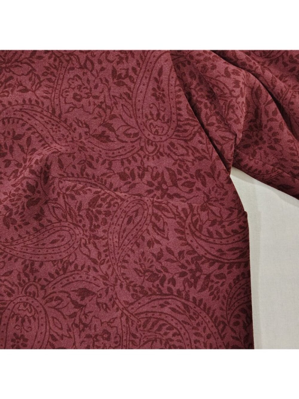 Maggie McNaughton Button Up Shirt Womens Size 18W Paisley Burgundy Long Sleeves - Picture 4 of 13